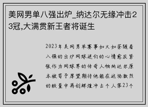 美网男单八强出炉_纳达尔无缘冲击23冠,大满贯新王者将诞生